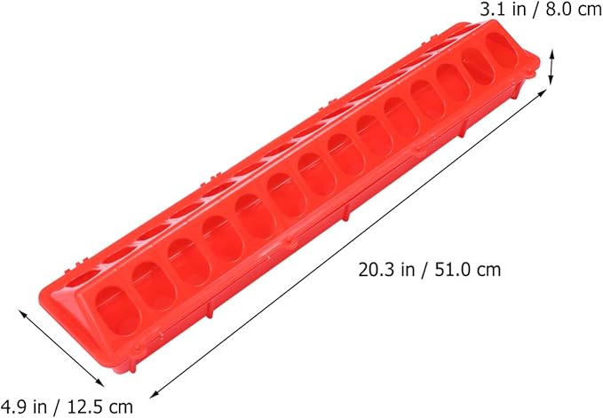 Pigeon Feeder Slot Container Fowl Feeding Dish Pigeon Storage Trough Bird Food Dispenser Parrot Feeder Duck Food Bowl for Poultry (Red)