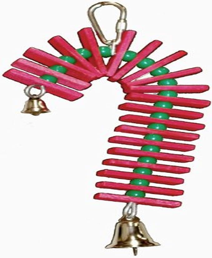 Super Bird Creations SB188 Balsa Candy Cane Bird Toy, Small Bird Size, 8" x 4"