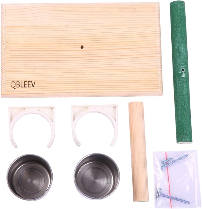 QBLEEV Bird Play Stands Tabletop T Parrot Perch, Wooden Bird Playstand Portable Training Playground, Cage Toys for Small Cockatiels, Conures, Parakeets, Finch