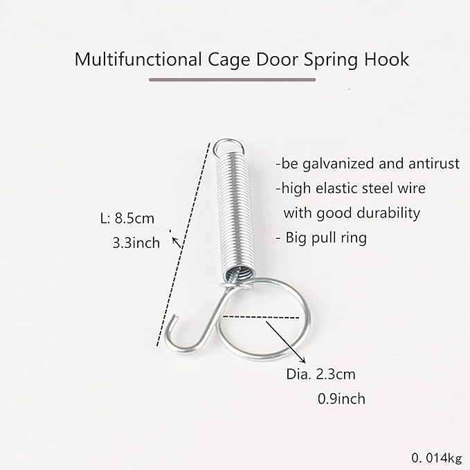 Spring Cage Latch Door Spring Hook Metal Finger for Fixing Rabbit, Dog, Cat, Parrot, Guinea Pig, Bunny, JSM Pet Cage Door(20Packs)