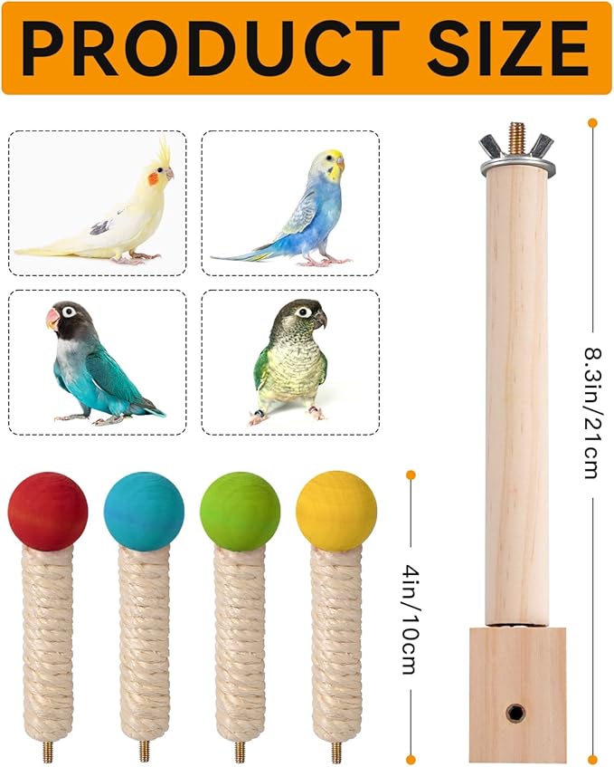 Bird Perch Toy, 360° Rotating Parrot Perch, Interactive Spinning Bird Cage Toy for Budgies, Cockatiels, Lovebirds, Parakeets and Small to Medium Birds