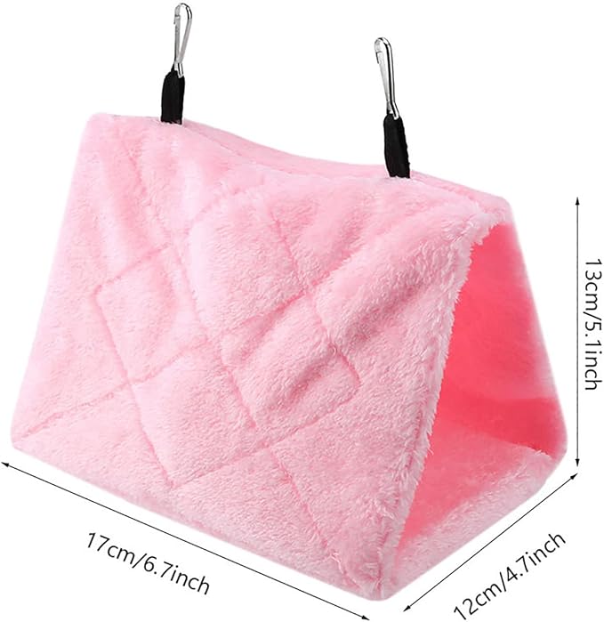 Tiiyee Plush Bird Hammock, Hanging Bird Nest House Parrot Sleeping Bed Shed Hut Cave Cage Tent Winter Warm Nest for Parakeet Cockatiels Cockatoo Lovebird Hamster Pet Toy Pouch Cotton Hideaway