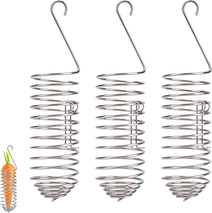 Bird Treats Holder, Stainless Steel Parrot Food Holder Hanging Basket Cage Accessories Bird Foraging Chew Toy Corn Cob Fruit Vegetable Millet Feeder for Macaw Cockatoo Parakeet Canary