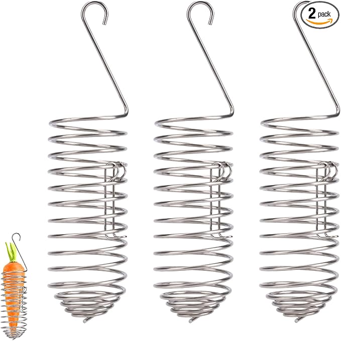 2pcs Bird Treats Holder, Stainless Steel Parrot Food Holder Hanging Basket Cage Accessories Bird Foraging Chew Toy Corn Cob Fruit Vegetable Millet Feeder for Macaw Cockatoo Parakeet Canary