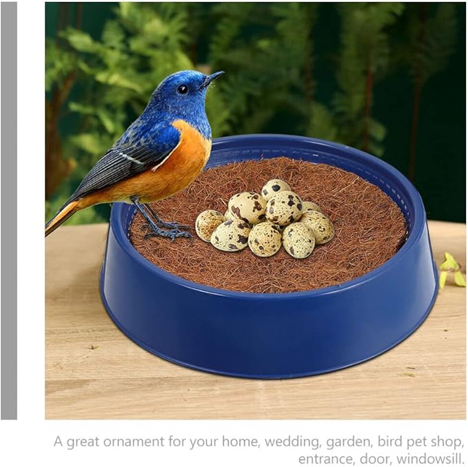 Ipetboom Pigeon Nest, Reusable Bird Nest Set with 5 Replaceable Pads for Indoor and Outdoor Use, Durable Plastic Bird Pad for Breeding, 10.23 X 10.23 X 2.44 Inches, Blue