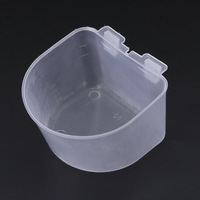 5 Pack Bird Feeding Cups Transparent Cage Hanging Bowls, Small Food Water Dish with Hook for Parakeet Cockatiel Finch, Pet Bowl