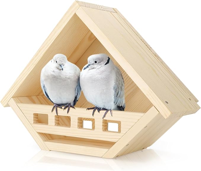 Dove Nesting Box, Wood Dove Bird House, Waterproof Bird Houses for Outside, Pigeon Nest Fits for Small to Medium-Sized Birds, Safe Backyard Birding Supplies, Garden Decor (Natural)