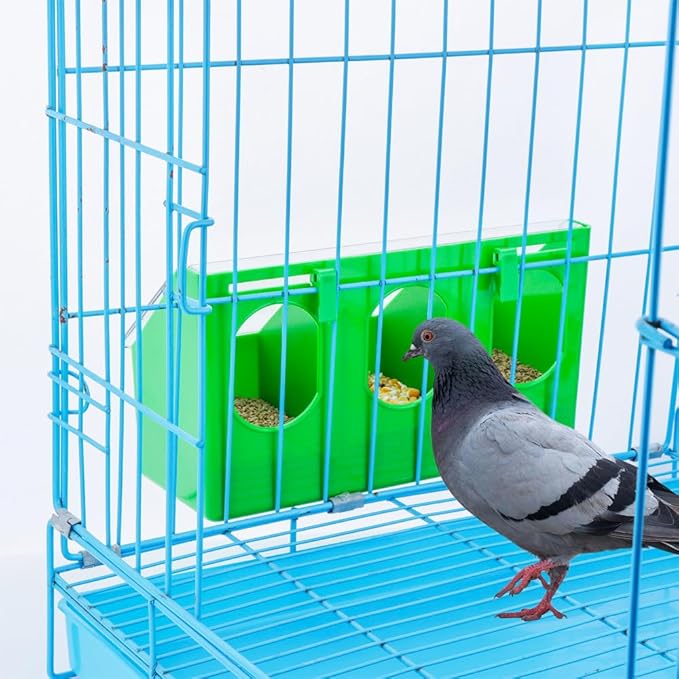 2 Pack Pigeon Plastic Feeder Bird Slot Feeder Dove Food Feeding Hanging Box for Poultry Pigeon Parrot Budgie Parakeet Cage (Three Holes)