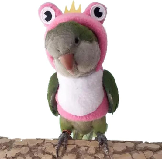 Bird Costume Bird Diaper Flight Suit Frog Shape Hoodie Bird Clothes Cosplay Photo Prop for Parrots Parakeet Cockatiel Sun Conure, Bird Hoodie Small Animals Apparel (Pink with Diaper, Small)