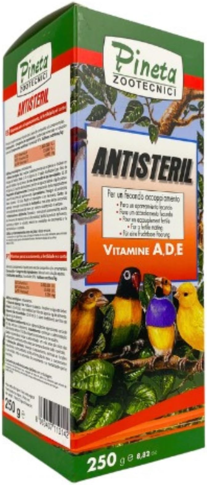 Pineta Antisteril Nutritional Antioxidant Supplement for Birds - Increases Mating, Fertility and Singing (250g)