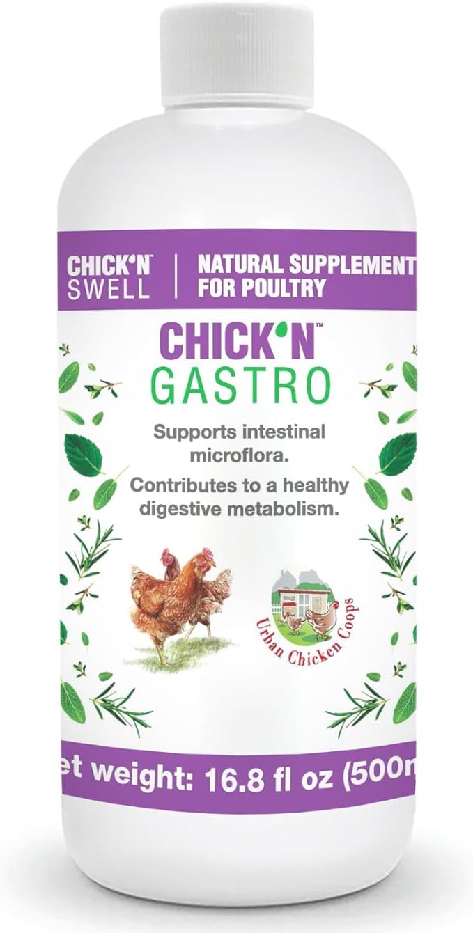Poultry Digestion-Chick'n Gastro for All Poultry of All Ages. from Chick'N Swell Brand- Designed to Support Proper intestinal Health and Prevent Problems. 16.8 fl oz