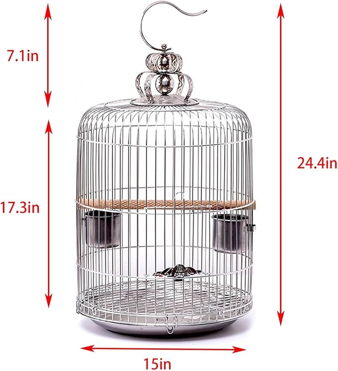 Aimery Bird Cage，Stainless Steel Birdcage，Small Bird cage，Bird Cages for Parrots，Travel Bird Cage，Bird Travel cage(V38G)