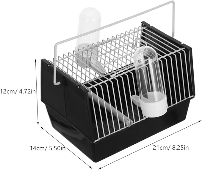 Portable Black Bird Cage for Small Birds and Parrots Handheld Travel Carrier with Handle for Outdoor Use Lightweight and Easy to Store