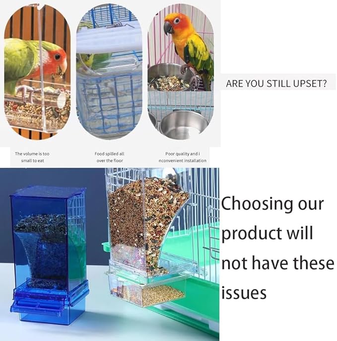 No Mess Bird Feeder,Automatic Parrot Feeder,Acrylic Food Container,Parakeet Cage Accessories for Parakeet Canary Cockatiel Finch