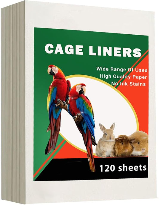 ZIQON 120 Pcs Bird Cage Liner Papers Big Size Cage Paper Liners Disposable Cage Paper Liners Precut Absorbent Cushion Pad Mat Accessories for Pet Bird Parrot