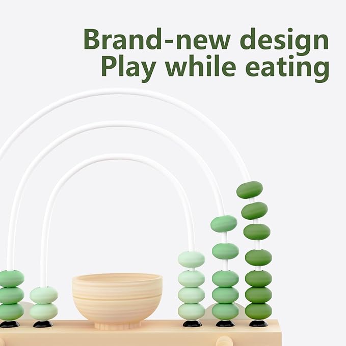 Natural Wooden Bird Toy Interactive Foraging Toy with Removable Treat Box Abacus Beads Puzzle Toy Cage Accessories for Cockatiel Budgie and Small to Medium Parrots (Gradient Green)