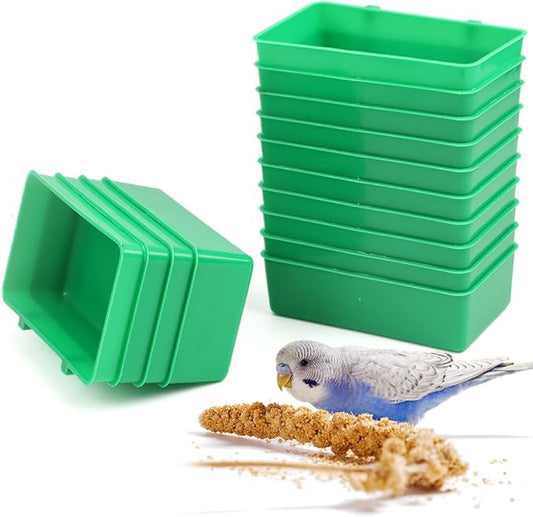 14 Pcs Bird Plastic Feeder, Seed Food Feeding Cup for Poultry Pigeon Parrot Parakeet Budgie Cage