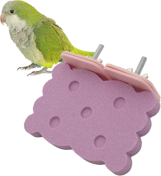 Bird Perch Stand for Parrots – Natural Ceramic Grinding Stick for Beak, A Safe, Non-Shedding Chewing and Claw-Trimming Perch for Parrots (Pink, Medium Size)