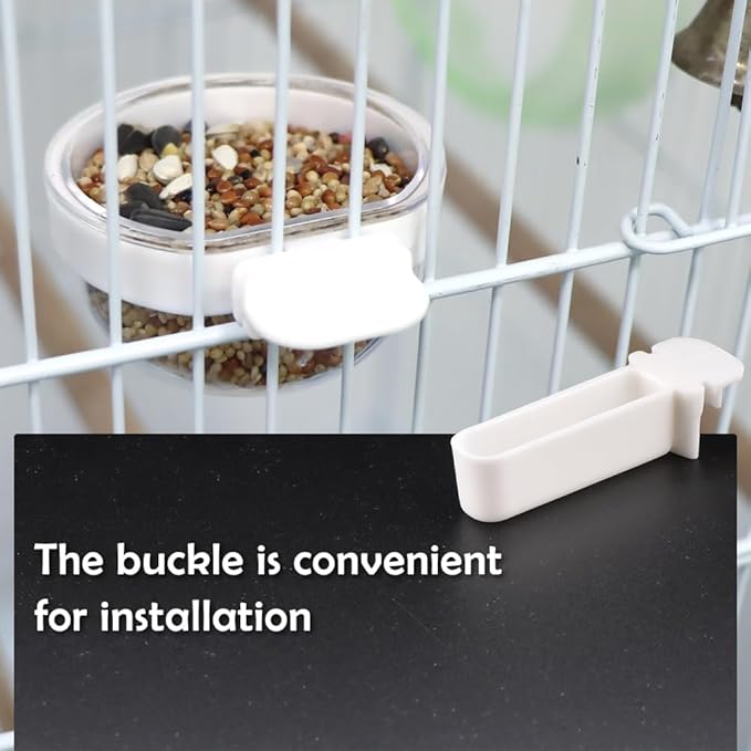 6 Pcs Small Bird Detachable Transparent Bowl Parrot Plastic Food Cup Canary Finch Convenient Hanging Seed Water Feeder (with 6 pcs Small Food Cups)