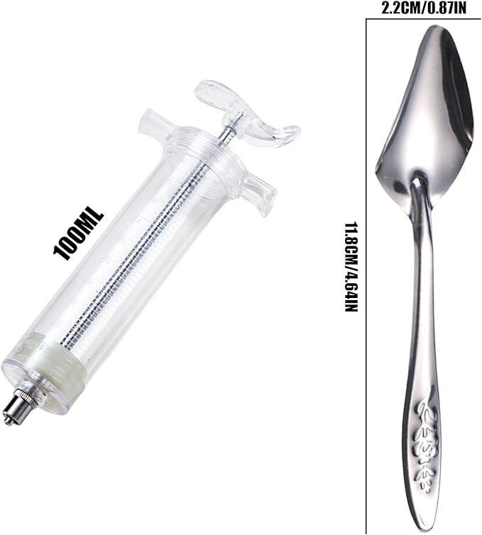 Bird Feeding Syringe Set,Parrot Syringe Feeder with Feeding Spoon and Tubes,Baby Bird Feeding Syringe Manual Tools for Pigeons Parrots Sparrows Small Animals Feed Liquid Milk Medicine (Clear 100ML)
