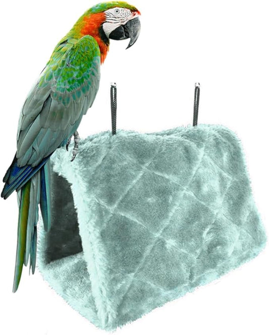 Warm Bird Nest House, Plush Snuggle Bird Hammock, Hanging Snuggle Cave Happy Hut Bird Parrot Hideaway for Pet Parrot Parakeet Cockatiel Conure Cockatoo(Blue)