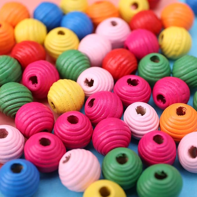 tegongse Parrot Toy, 50Pcs/Bag Wooden Bird Parrot Bite Toy Multipurpose Colorful DIY Beads Decoration Accessories