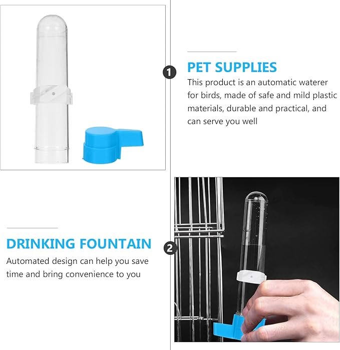 TEHAUX Pet Bird Drinking Feeder, Parrot Automatic Plastic Water Bottle Household Water Dispenser Hanging Water Bottles for Canaries, Parrots, Larks, Yellow Birds and Other Small Birds, 5pcs 120ml