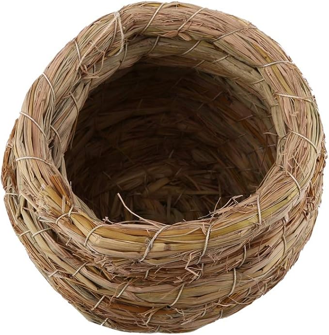 Straw Bird Nest?YOUTHINK Straw Bird Nest Straw Woven Bird Nest Handwoven Birdcage Hanging Bird House Outside Hummingbird House for Parakeet Cockatiel