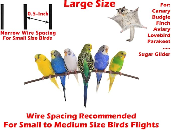 54" Large Wrought Iron Metal Bird Flight Breeder Cage with Side Breeding Nest Doors with Removable Rolling Stand