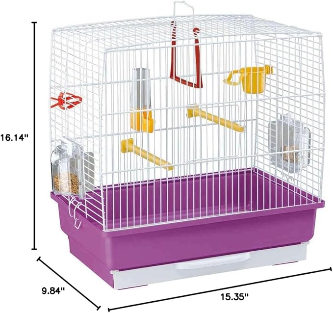 Ferplast Bird Cage Rekord 2 Cage for Birds, Canaries, Budgies, Finches, Metal, Accessories Included Rotating Feeder Perches, 39 x 25 x h 41 cm