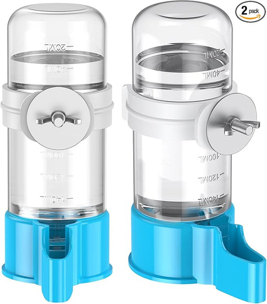 Pawfly 2 Pcs Bird Water Dispenser, Automatic Bird Water Feeder, Plastic Bird Cage Water Dispenser, Blue Parrot Waterer for Parakeet Cockatiel Budgie Lovebirds (Not Fit for Food Feeding)