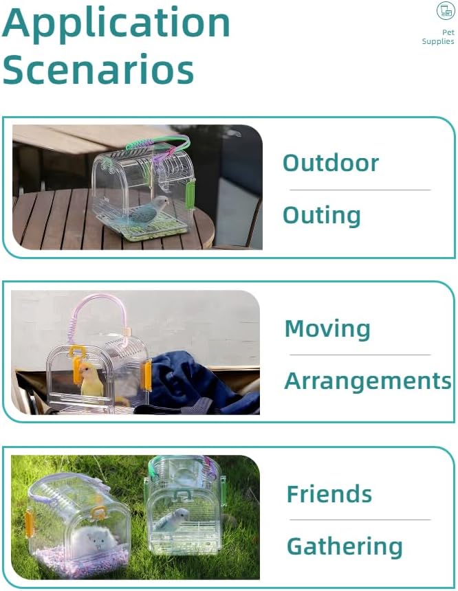 Portable Plastic Bird Cages Lightweight Waterproof Ventilated Travel Bird Cage for Pets Ideal for Outdoor Use Easy to Carry Bird Carrier Perfect for Small Birds and Budgies (Yellow)