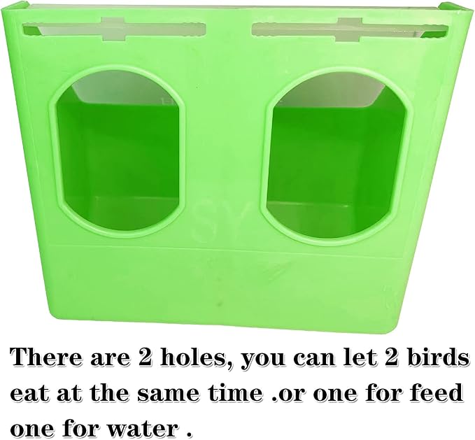 Pigeon Feeder Water 2 Pack Quail Bird Chicken Feeder Water Dispenser Drinkers with 2 Hole Pet Bowls & Feeders Eat Food (Two Hole (Green))