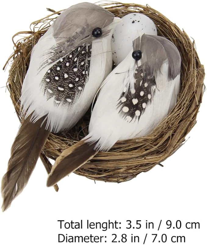 KESYOO Artificial Bird Nest with Egg and Birds Handmade Rattan Easter Decorations for Home Garden Party Lifelike Spring Crafts Ornaments for Tree, Table Centerpiece (Sturdy & Realistic)
