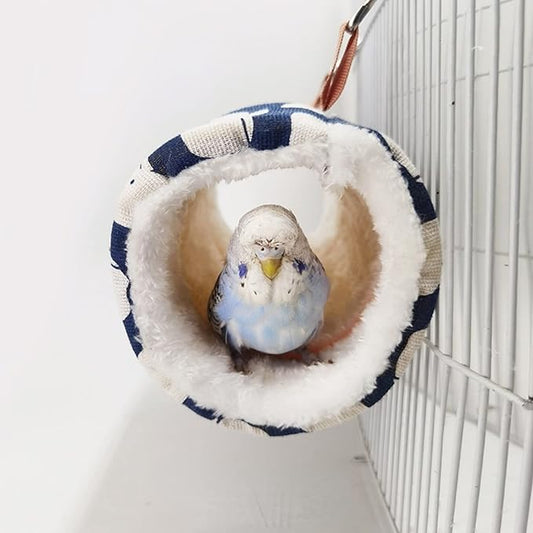 Bird Nest House Hut Hammock, Winter Warm Nest, Snuggle Bird Hammock Hanging Happy Hut Bird Parrot Hideaway Cage Toy for Parrot Budgies Parakeet Cockatiels Conure Lovebird Finch (Small, Dark Blue)