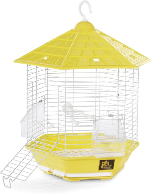 Prevue Pet Products Bali Bird Cage - Small Cage for Parakeets, Finches, Lovebirds, and Other Similarly Sized Small Birds, Compatible with Stand, Clear Visibility - Yellow