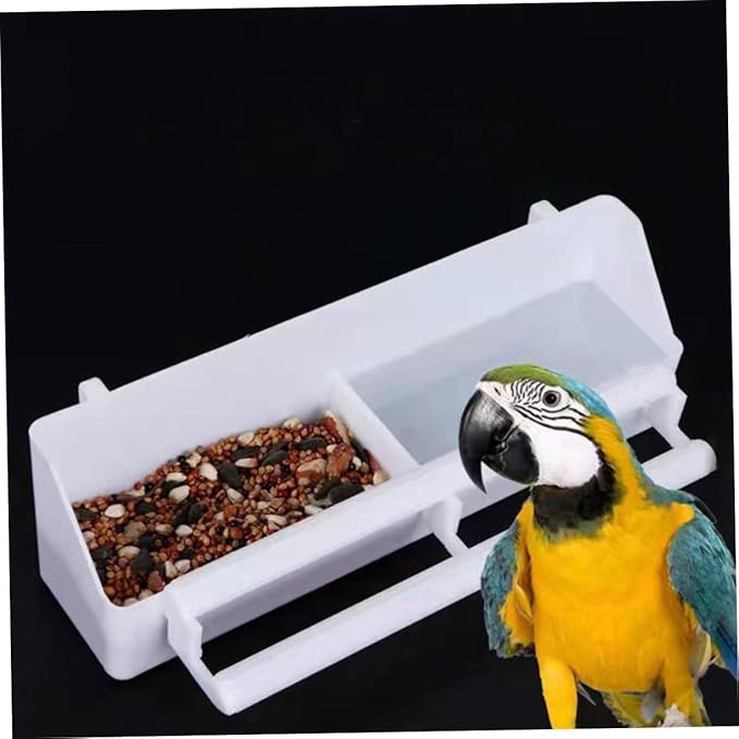 BESPORTBLE Plastic Bird Feeder Spill Design Hanging Bowl for Parakeets Cockatiels and Parrots Easy to Clean Bird Cage Accessory