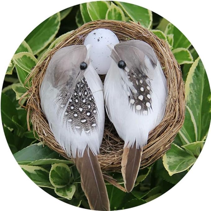 1 Set Simulation Bird Nest with Bird and Eggs Decor,Fake Foam Feather Birds,Artificial Birds,for DIY Craft Tree Decoration
