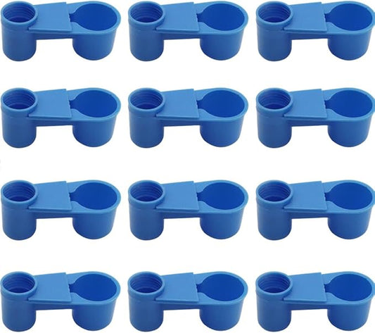 12Pcs Automatic Bird Drinker Feeder Plastic Soda Pop Water Bottle Cup or Pigeons Parrot Chicken Feeder Poultry Cage Cup Supplies (Blue)