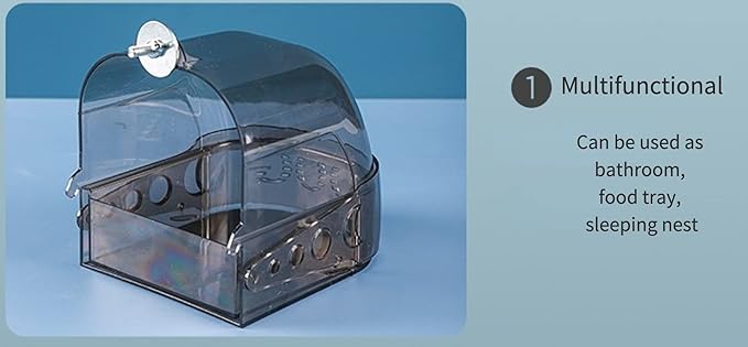 Bird Bath Cage, Cleaning Pet Supplies Cockatiel Bird Clear Bathtub with Hanging Hooks and Bottom Drawer for Little Bird Parrots Spacious Parakeets Portable Shower for Most Birdcage