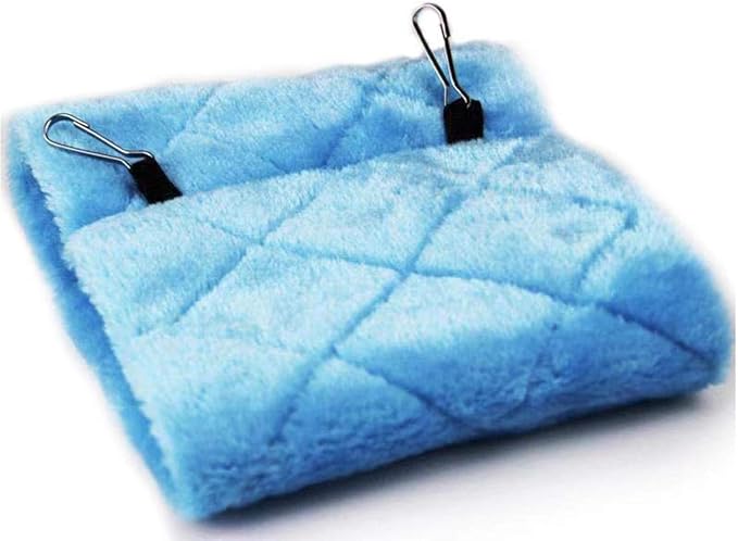 Pet Bird Nest Hammock Hanging Cave Cage Plush Snuggle Happy Hut Tent Bed (Large, Blue)