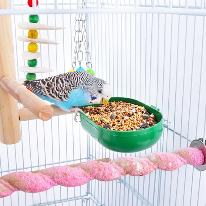 3 Pack Small Bird Plastic Feeder Seed Food Feeding Cup for Bird Parakeet Budgie Cockatiel Lovebird