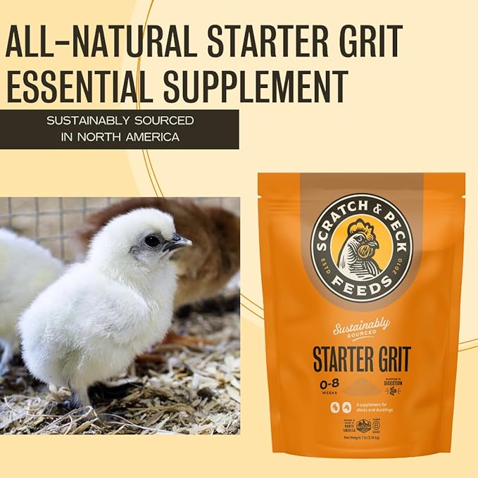 Scratch and Peck Starter Grit Supplement for Chickens and Ducks - 7 lbs Bag - Essential Supplement for Gizzard and Digestive Health - Sustainably Sourced