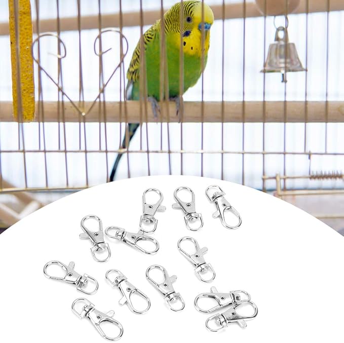 12 PCS Bird Cage Door Buckle Locks, Metal Hook Clip Anti Escape Swivel Buckle Lock Hook Clip Prevent Claw Trigger Open Birds Cage Accessories