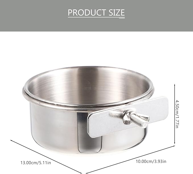 Stainless Steel Parrot Feed Cup Bird Food Bowl with Brackets 4-Pack for Cage Feeding Parakeet Cockatiel Conure Budgie 4.92X3.93X3.54In