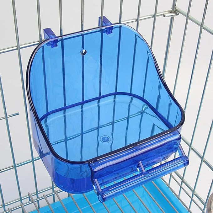 Bird Bath Box Parakeet Caged Bird Bathing Tub with Standing Perch for Small Birds Budgies Parrots 2 Colors Bird Bath for Cage Inside Cockatiel Parakeet Birds Parrot Conure Finch