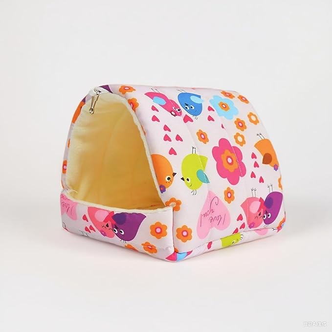 Bird Bed for Cage Warm Winter Nest Hammock with Hanging Hook Cage Accessories for Small Birds Parakeets Cockatiels Love Birds Cockatiels Conures Hamster (Pink, S)