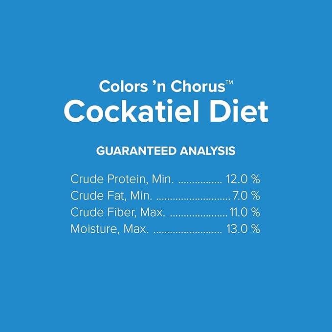 Blue Seal Colors ‘N Chorus Cockatiel Bird Feed | Premium Seeds and Ingredients for a Nutritious and Tasty Diet | 50 Pound Bag