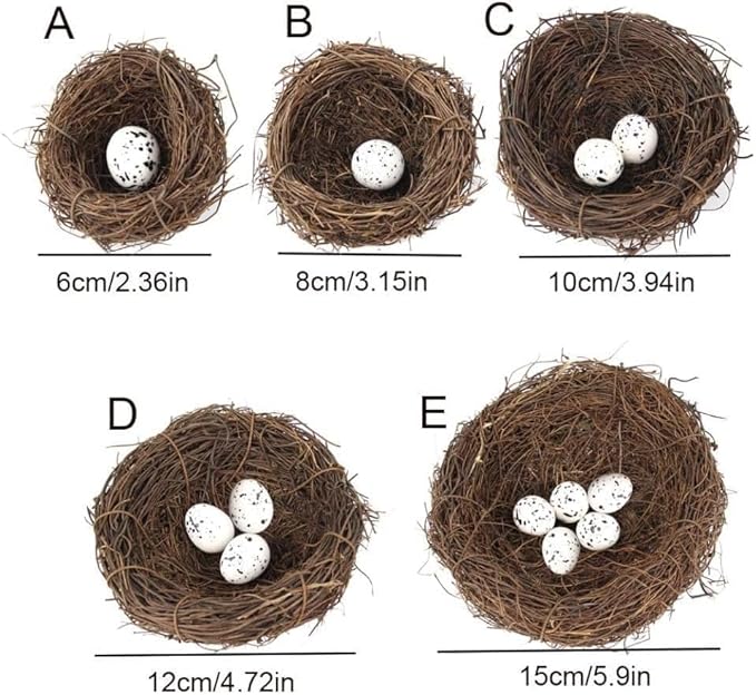 Artificial Bird Nest, Bird Nest with Artificial Bird Eggs, Bird Nest for Cage,Country Style Simulation Twig Bird Nest for Handmade Easter Rattan Nest Easter Supplies Nests Birdcage Accessories