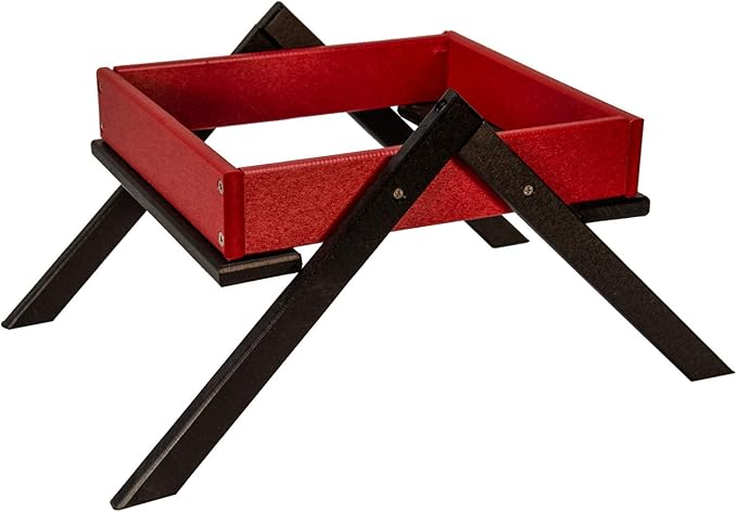JCs Wildlife Removable Tray Ground Bird Feeder - Platform Bird Feeder - Holds 4 Cups of Seed (Medium, Cardinal Red)